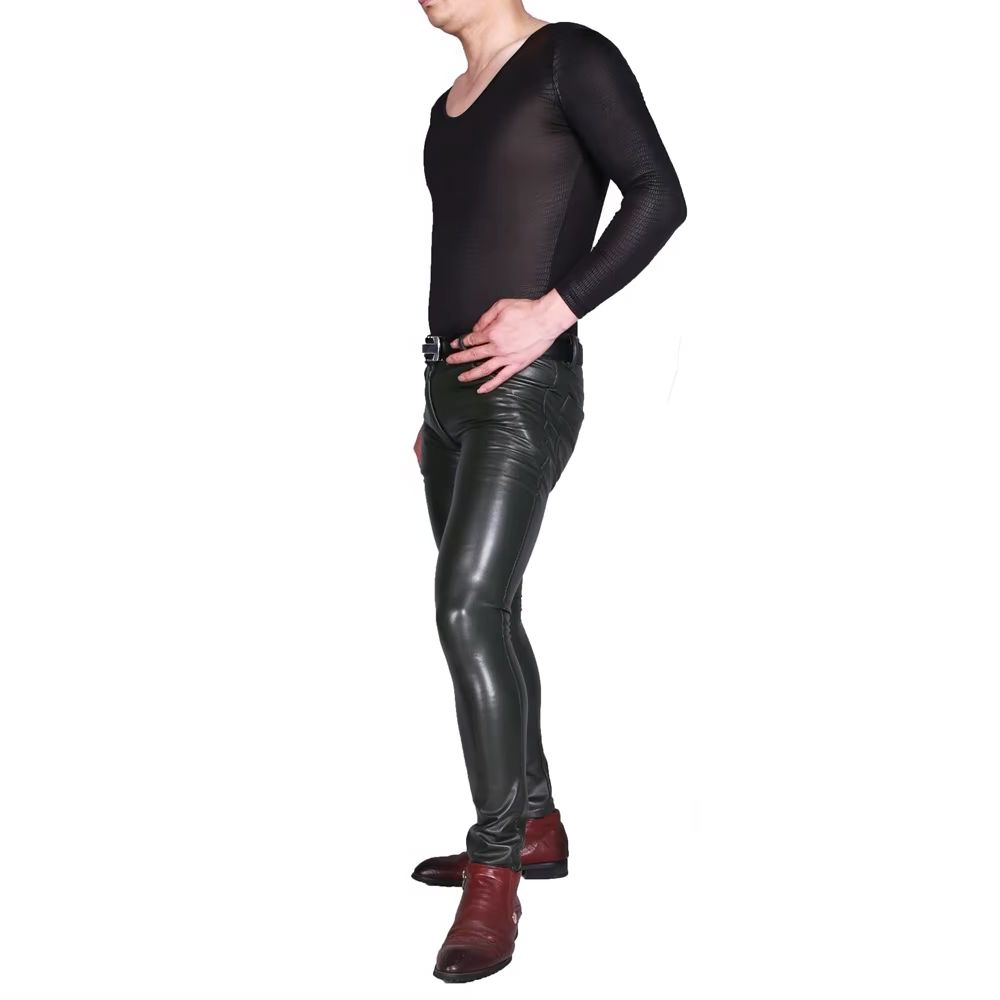 Pantalon Punk en Faux cuir PU  - Motorcycle Gear Mens avis et prix